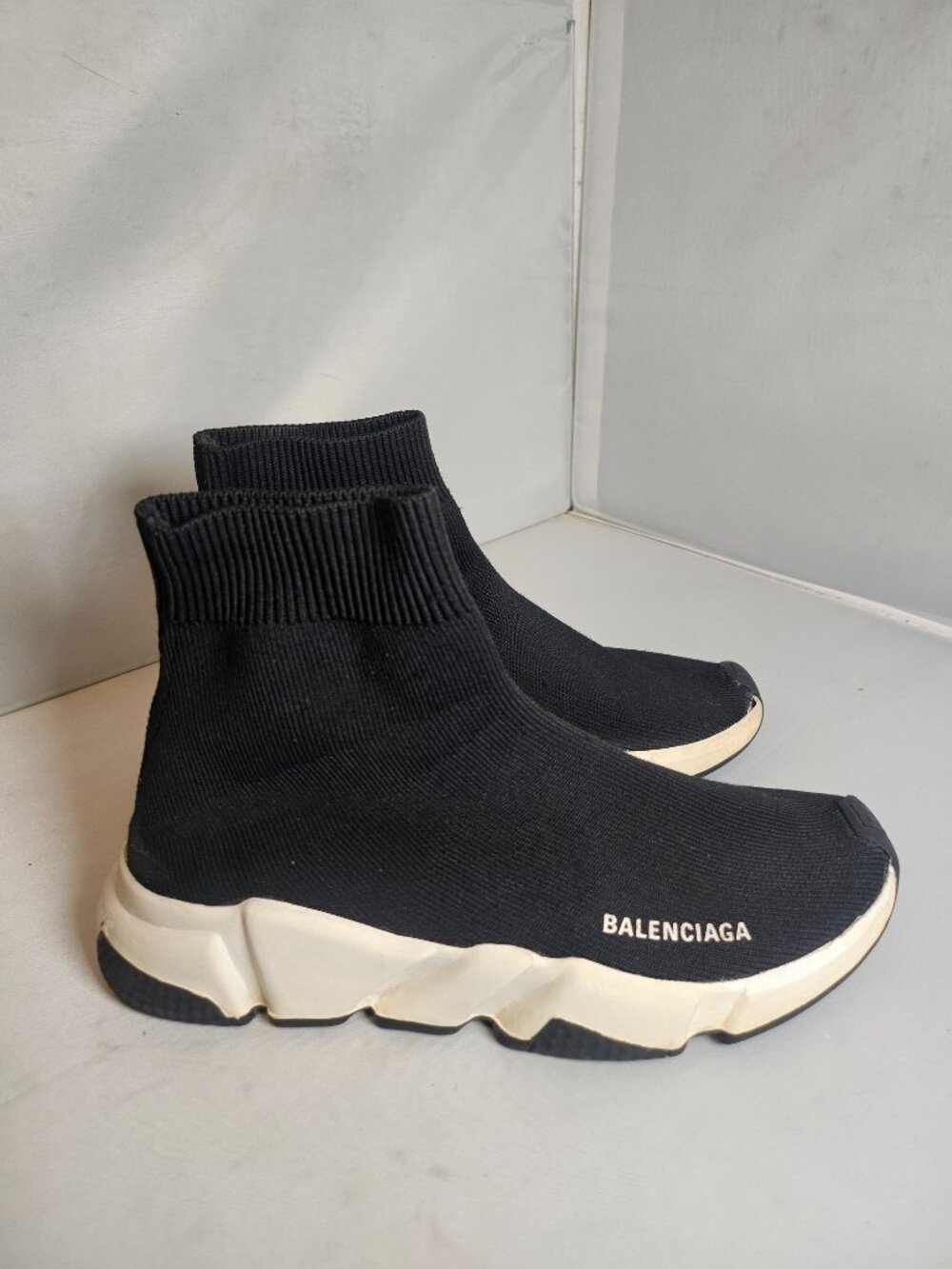 Speed  Sneakers Black White Sock Shoes Women's 7.5